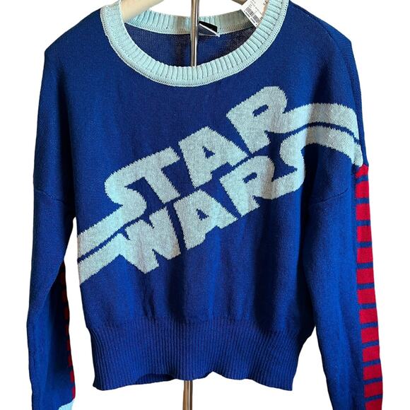 Juniors' Star Wars Blue Long Sleeve Crewneck Sweater - Size Medium - NWT - Picture 1 of 7